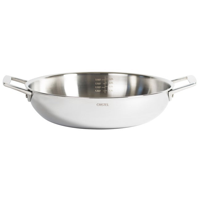 Plat sautoir en inox, 2 anses Castel Pro – Cristel
